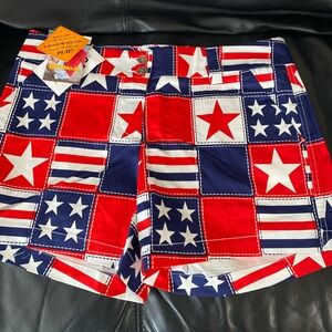 NWT Ladies Loudmouth Red, White, and Blue Star Shorts